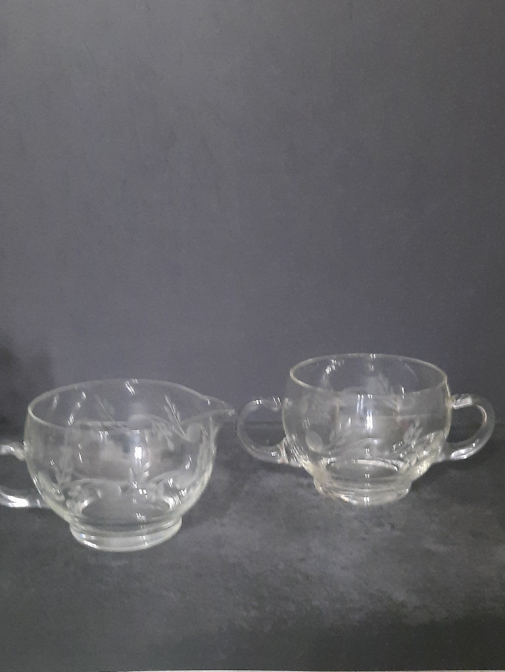 Princess House Clear Glass Sugar Bowl and Creamer Set